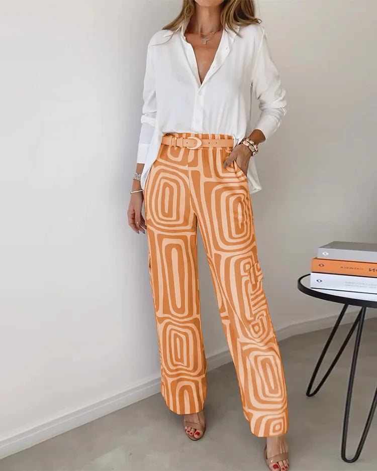 Geometric Print Palazzo Set | Effortless Chic