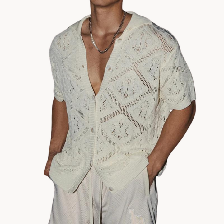 Men's Crochet Knit Shirt