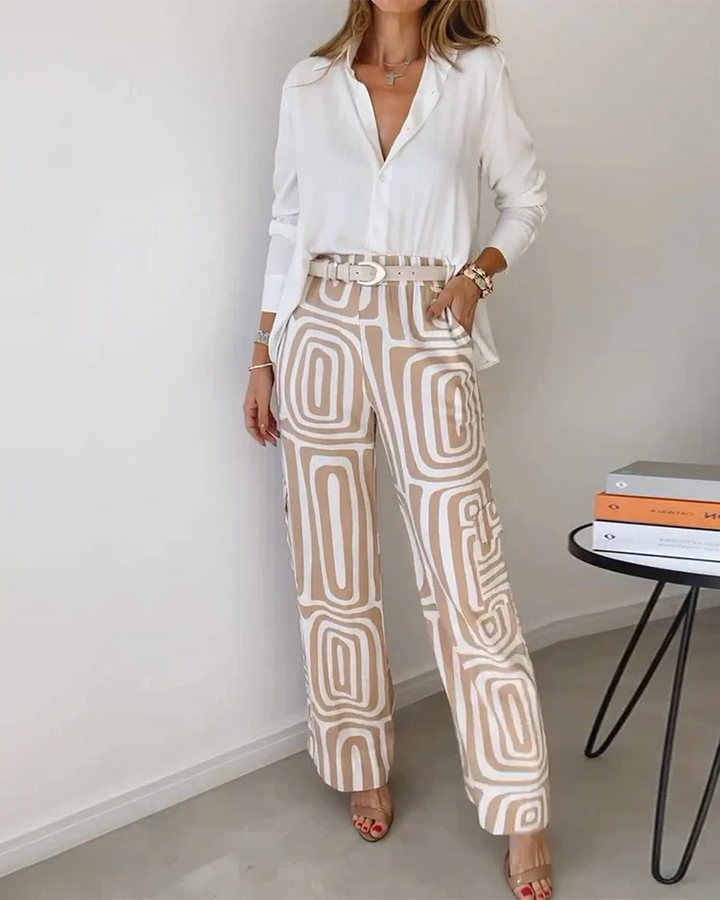 Geometric Print Palazzo Set | Effortless Chic