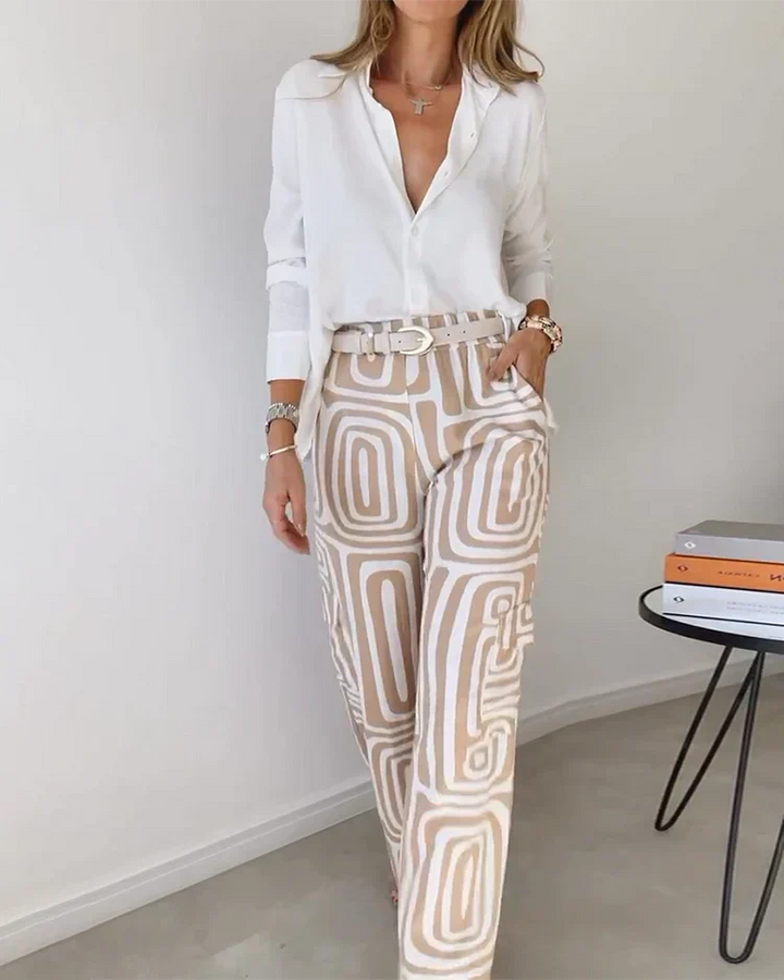 Geometric Print Palazzo Set | Effortless Chic