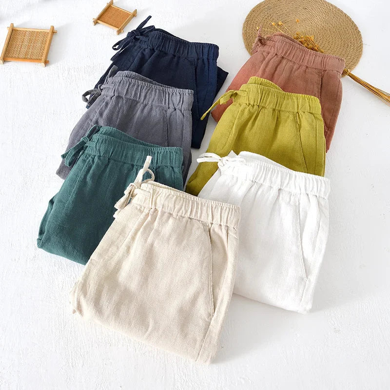 Men's Cotton-Linen Casual Shorts,