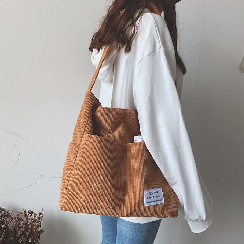 Casual Corduroy Tote Bag | Soft & Versatile