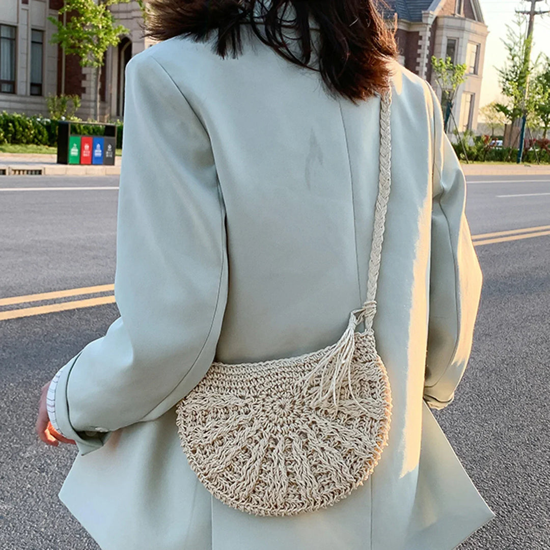 Boho Half-Moon Woven Bag | Artisanal & Chic