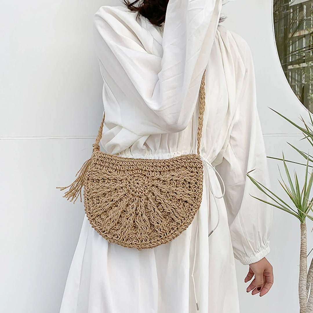 Boho Half-Moon Woven Bag | Artisanal & Chic