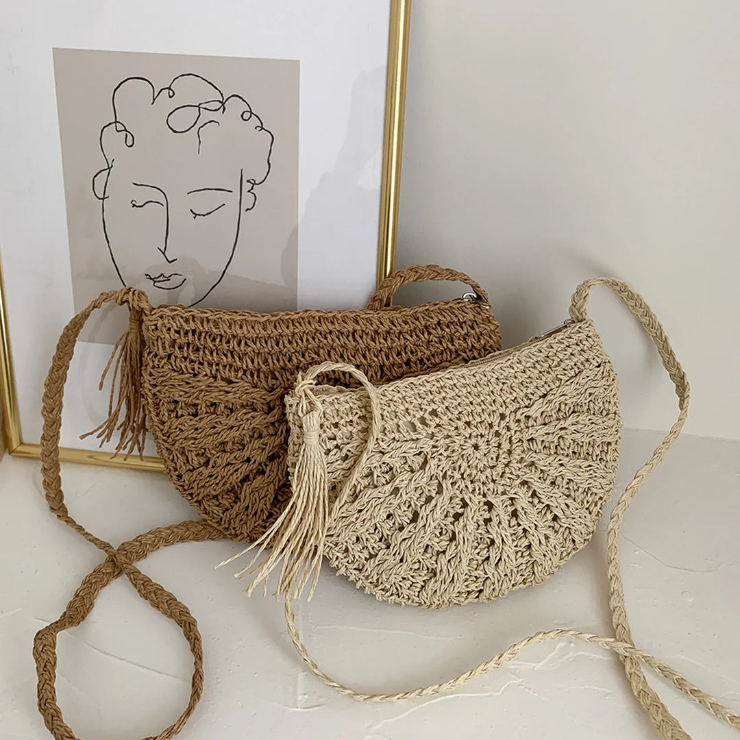 Boho Half-Moon Woven Bag | Artisanal & Chic