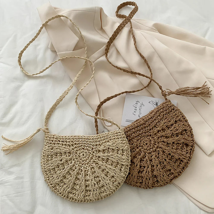 Boho Half-Moon Woven Bag | Artisanal & Chic