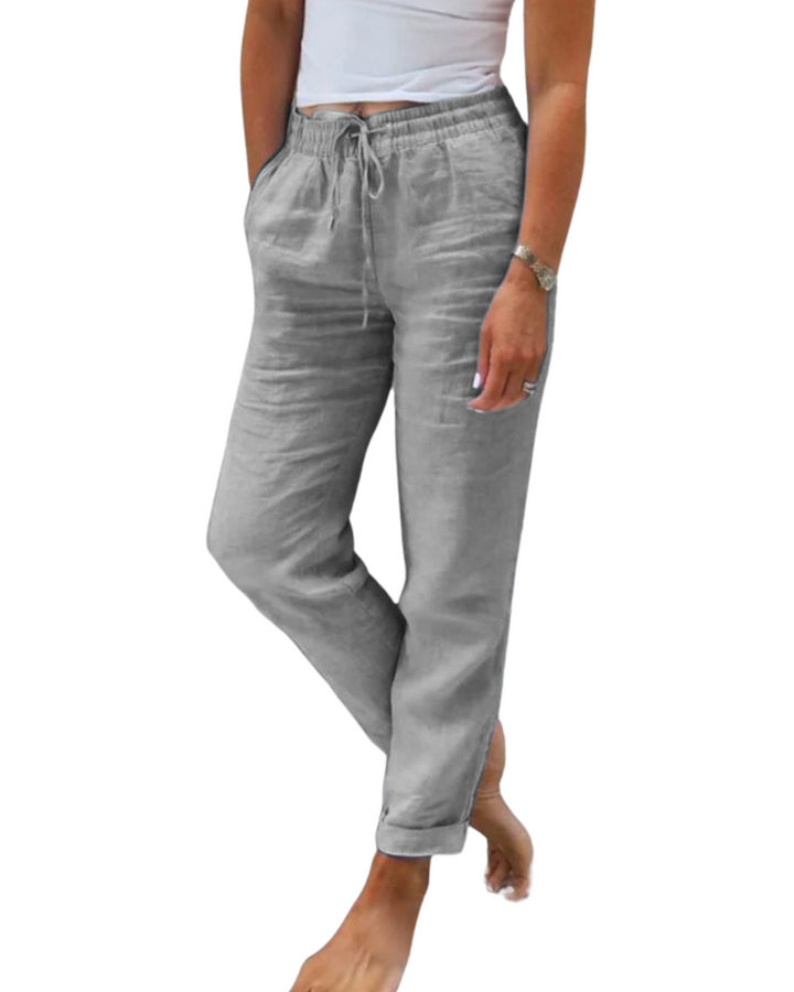 Cotton Linen Elasticated Trousers | Relaxed Fit