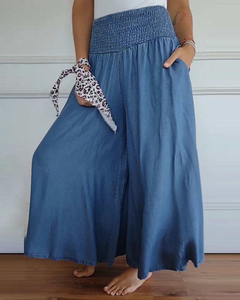 Flowy Wide-Leg Pants | Smocked Waist Design