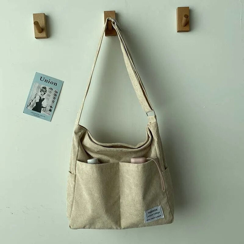 Casual Corduroy Tote Bag | Soft & Versatile