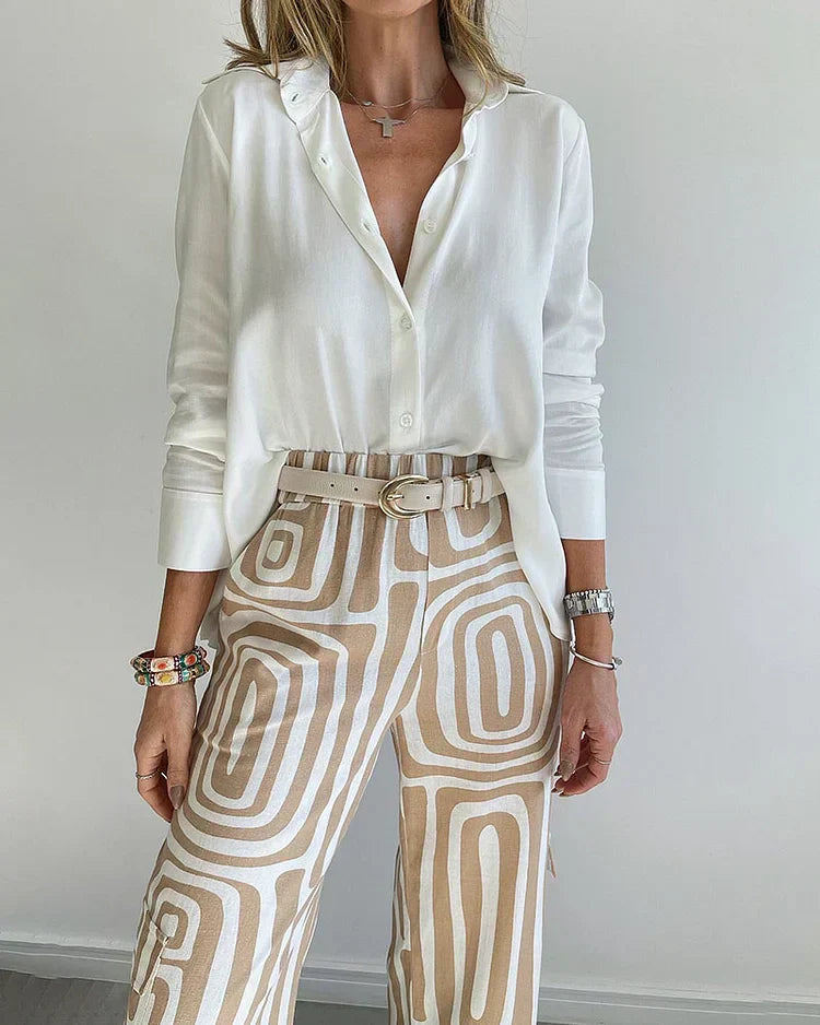 Geometric Print Palazzo Set | Effortless Chic