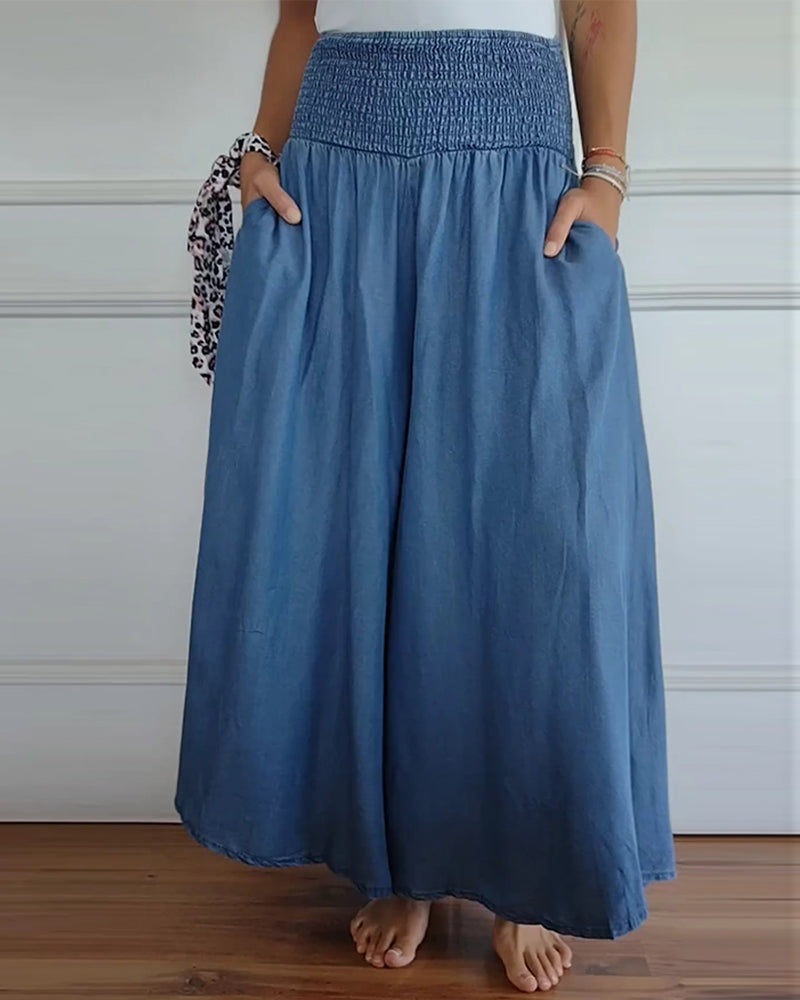 Flowy Wide-Leg Pants | Smocked Waist Design