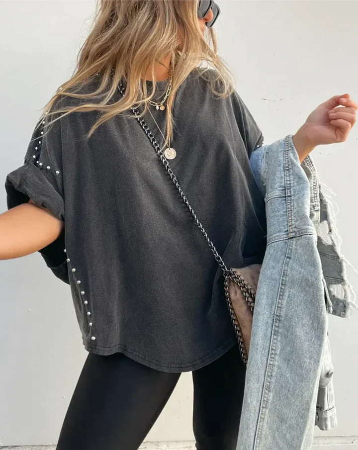 Studded Oversized Tee | Bold & Effortless Style