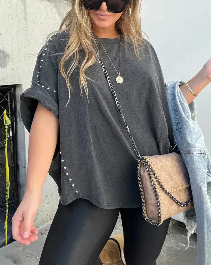 Studded Oversized Tee | Bold & Effortless Style